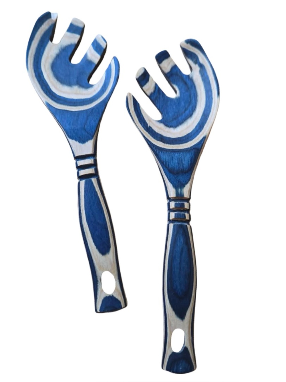 Island Bamboo Blue Pakkawood Salad & Pasta Servers